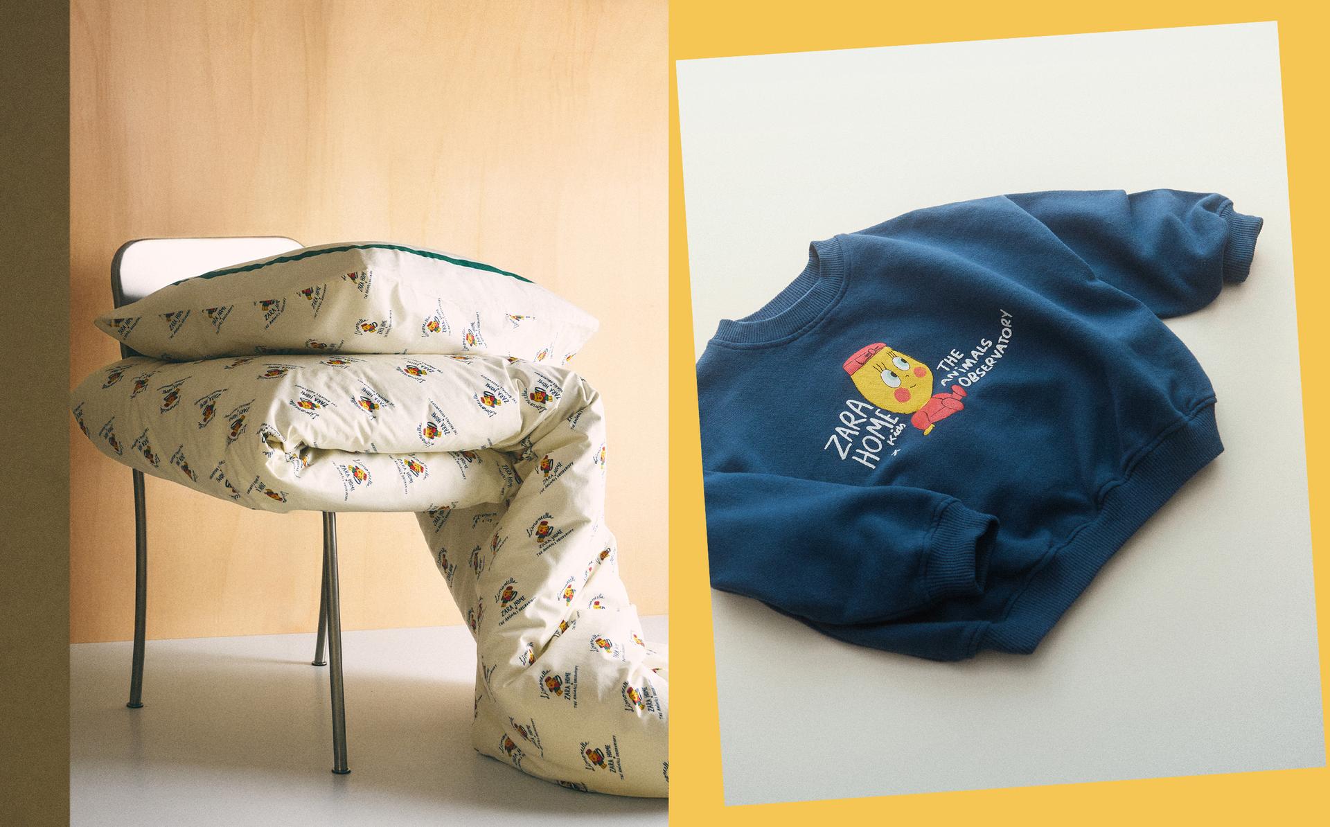 LIMONCELLA X THE ANIMALS OBSERVATORY BED LINEN AND SWEATSHIRT