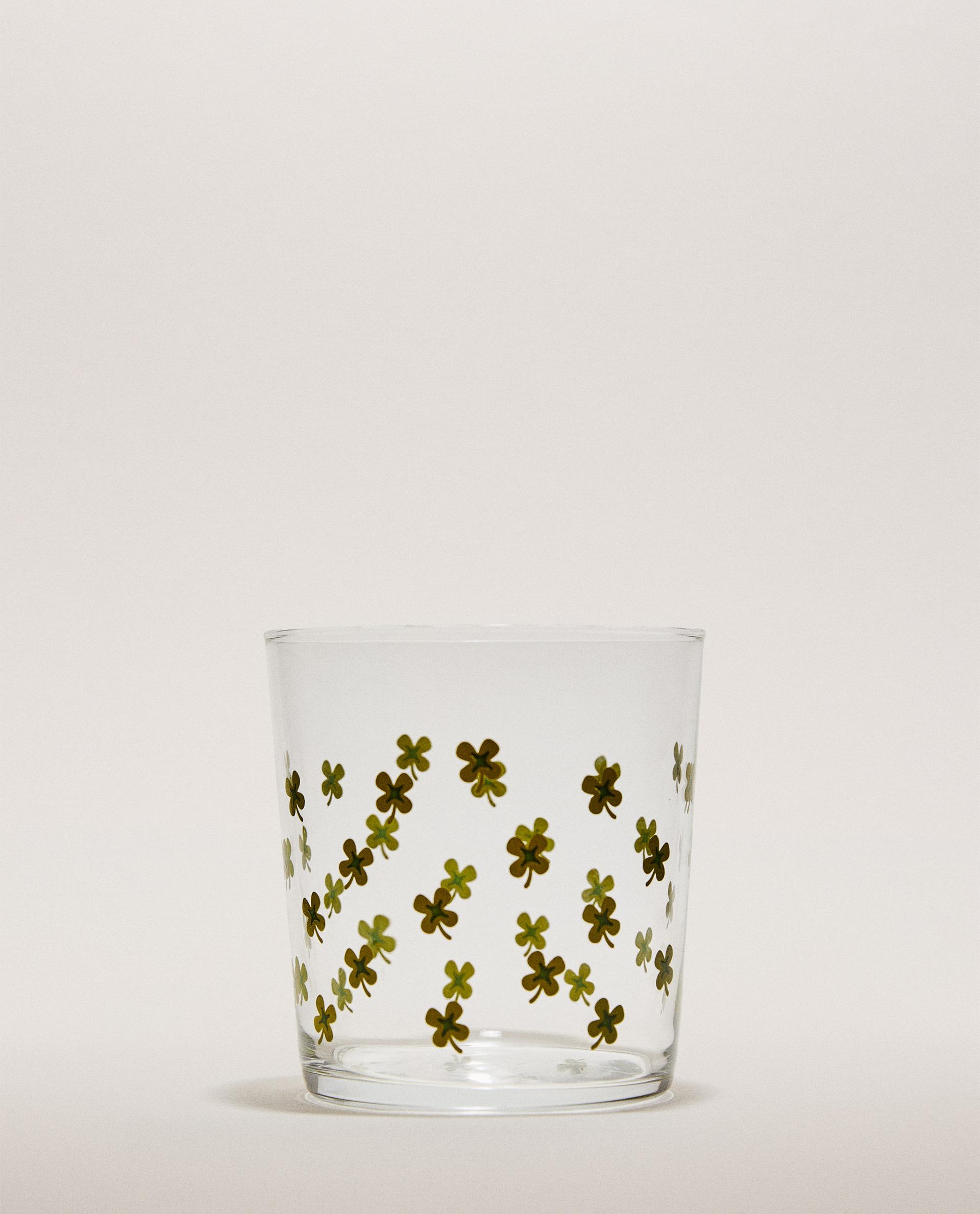 四叶草贴花玻璃杯 四叶草贴花玻璃杯