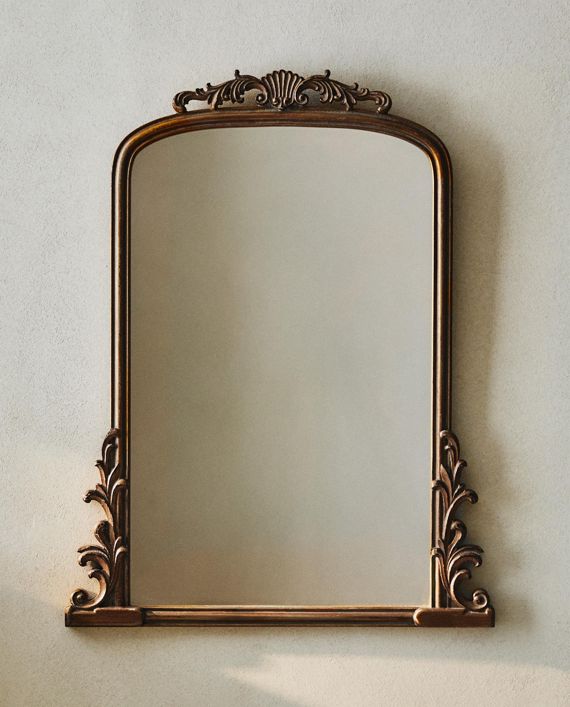 GOLD WOODEN WALL MIRROR GOLD WOODEN WALL MIRROR