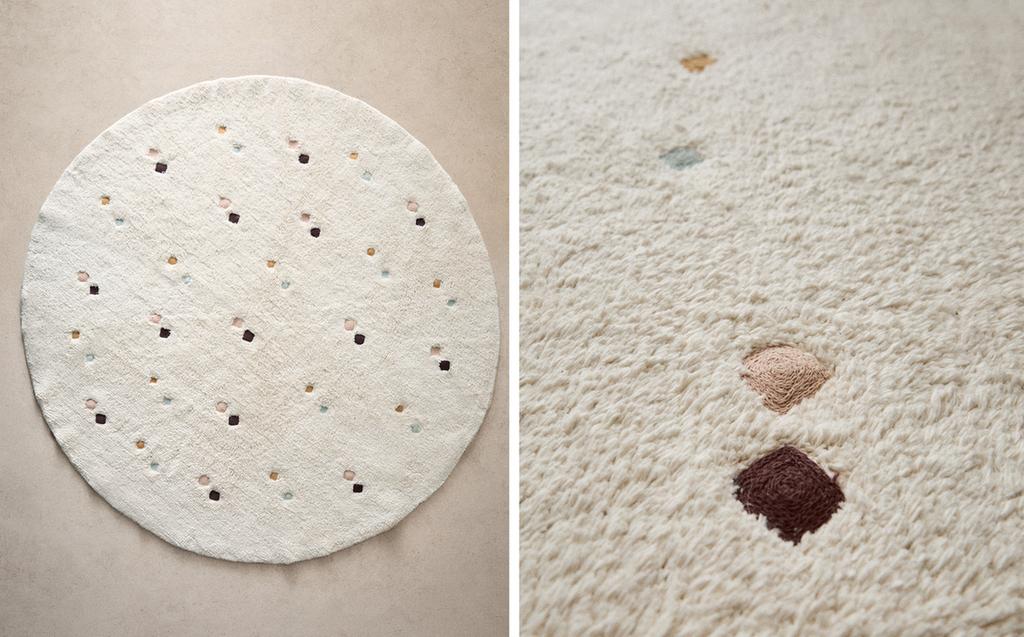 多色刺绣菱形纹儿童地毯