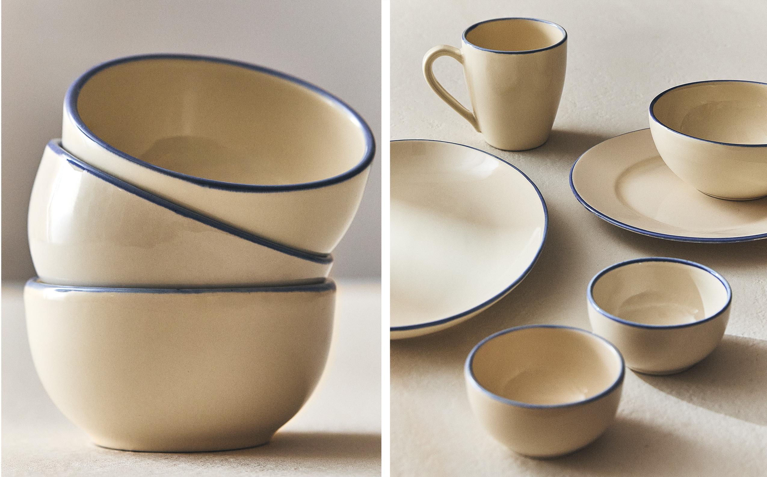 STONEWARE DINNER SET WITH RIM