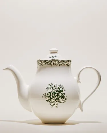 FLORAL EARTHENWARE TEAPOT