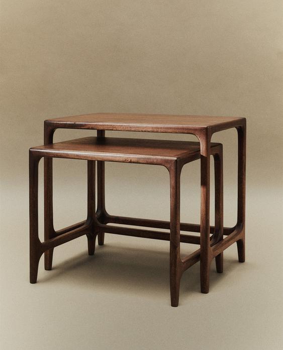 WOODEN NEST OF SIDE TABLES (SET OF 2)