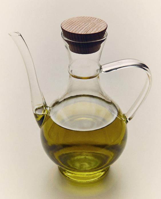 BOROSILICATE CRUET WITH WOODEN STOPPER