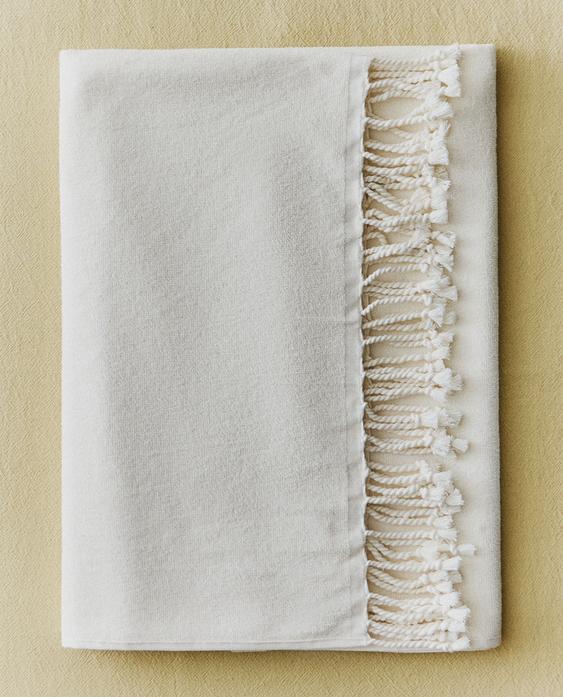 FRINGED COTTON BEACH TOWEL