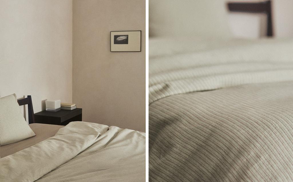 STRIPED LINEN AND COTTON DUVET COVER