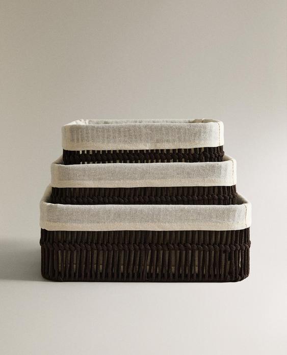 RECTANGULAR BASKET WITH COTTON LINING