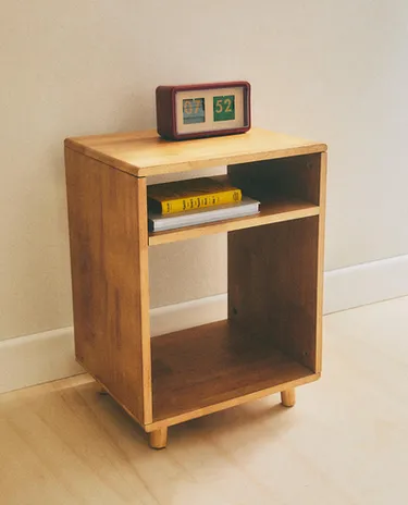 WOODEN BEDSIDE TABLE
