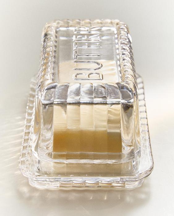 STRIPED GLASS BUTTER DISH