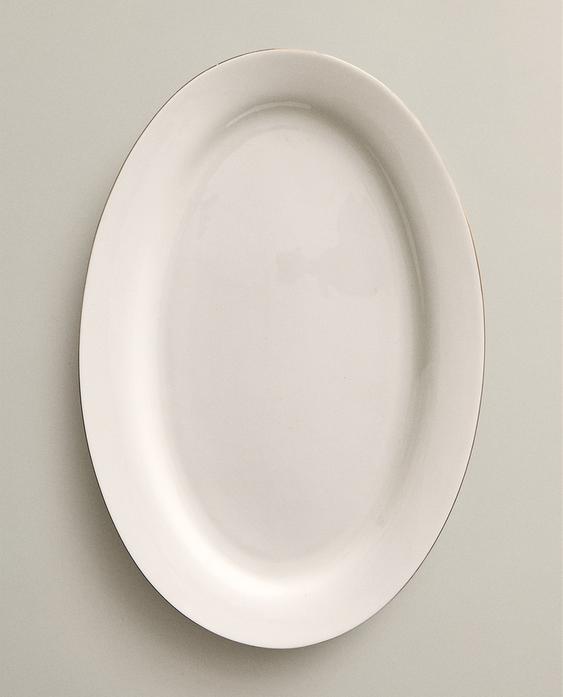 RIMMED BONE CHINA OVAL SERVING DISH