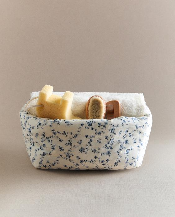 BLUE FLORAL PRINT RECTANGULAR BABY ORGANISER