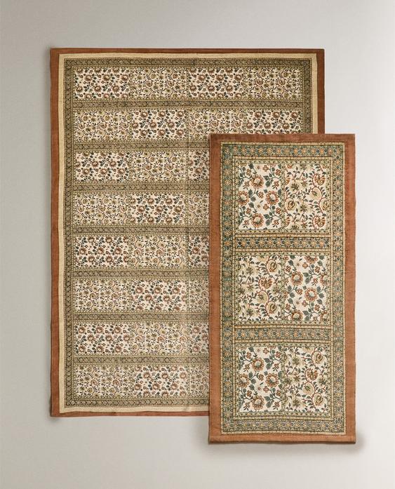 棉质雕版印花地毯