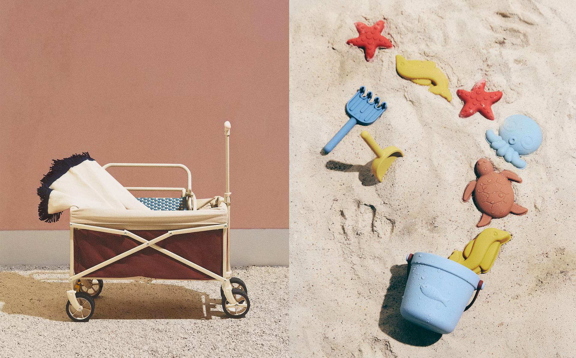 BEACH TROLLEY AND TOYS