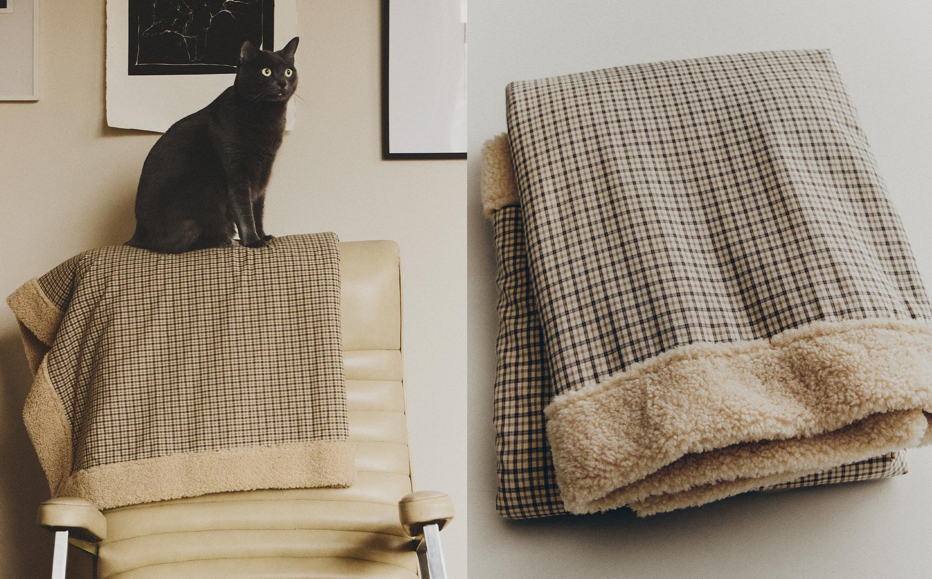 小格纹宠物盖毯