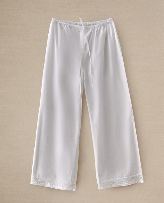 COTTON TROUSERS WITH LACE TRIM COTTON TROUSERS WITH LACE TRIM