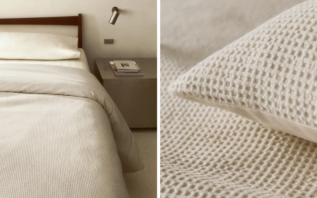 MINI WAFFLE-KNIT COTTON DUVET COVER