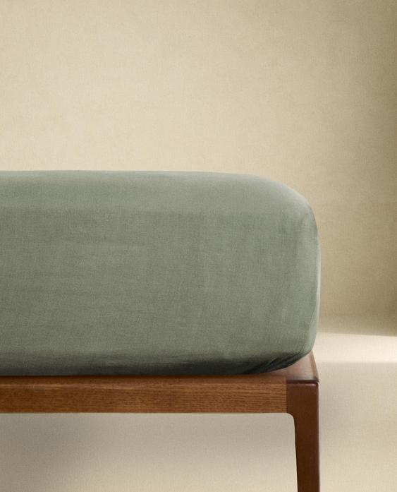 (140 GSM) WASHED LINEN FITTED SHEET