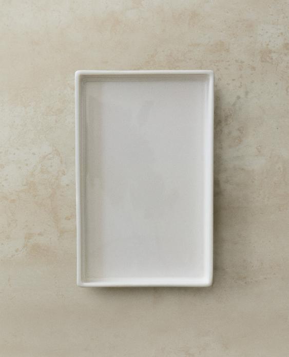 WHITE EARTHENWARE BATHROOM TRAY