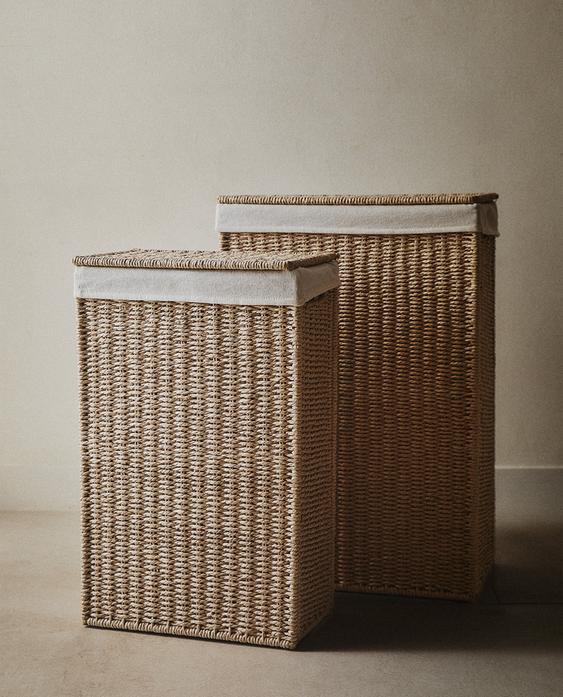 FABRIC-LINED LAUNDRY BASKET