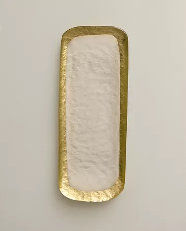 GLASS SERVING DISH WITH GOLD RIM