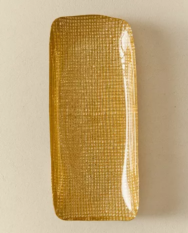 GOLDEN IRREGULAR GLASS SERVING DISH
