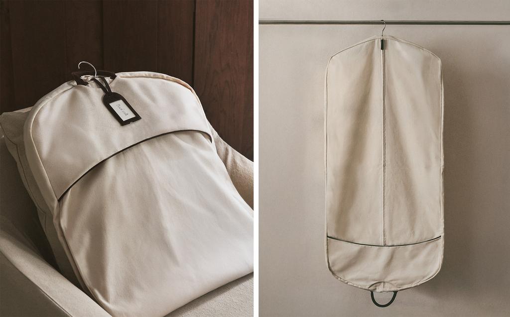 TRAVEL SUIT BAG WITH LEATHER DETAIL