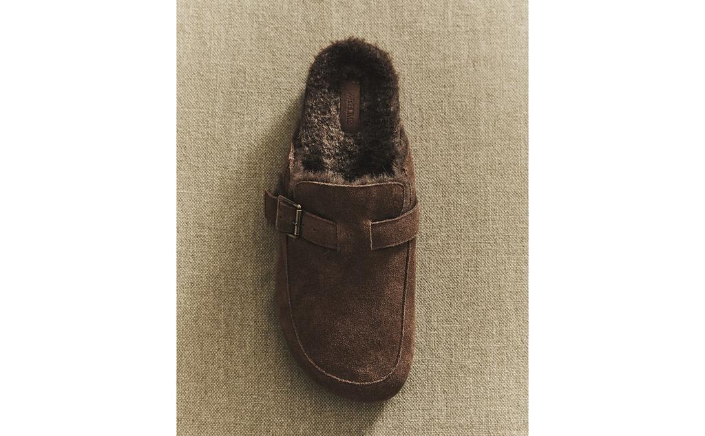 WARM LEATHER CLOGS WITH BUCKLE WARM LEATHER CLOGS WITH BUCKLE