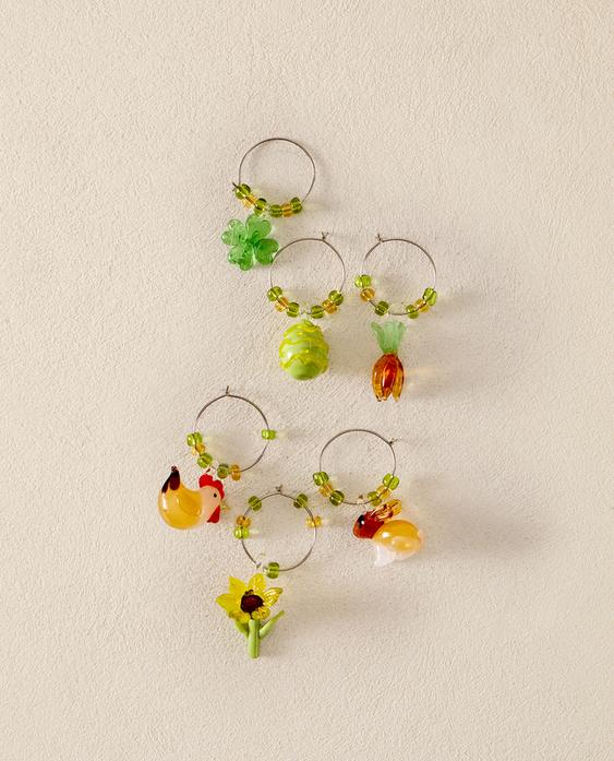 复活节玻璃酒杯标记套装（6件套）