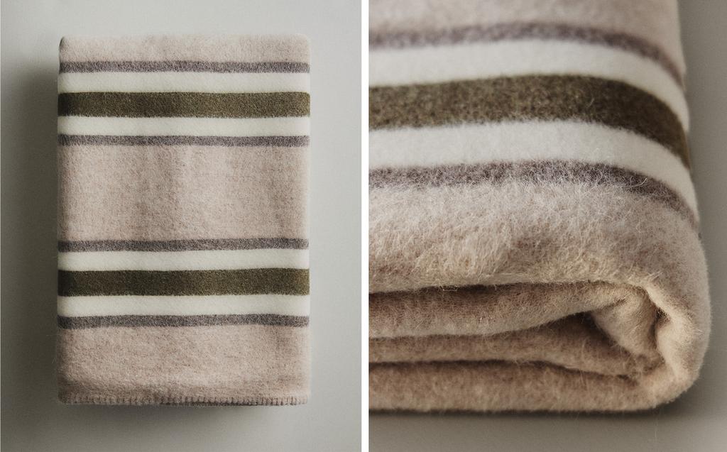 STRIPED WOOL BLEND BLANKET