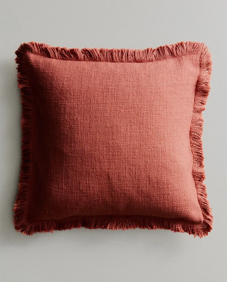 STRIPED CUSHION COVER WITH FRINGING