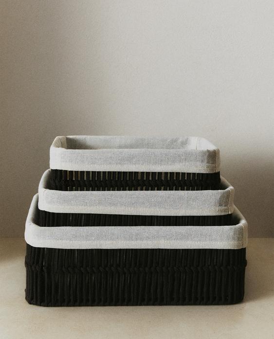 棉质内衬矩形储物篮