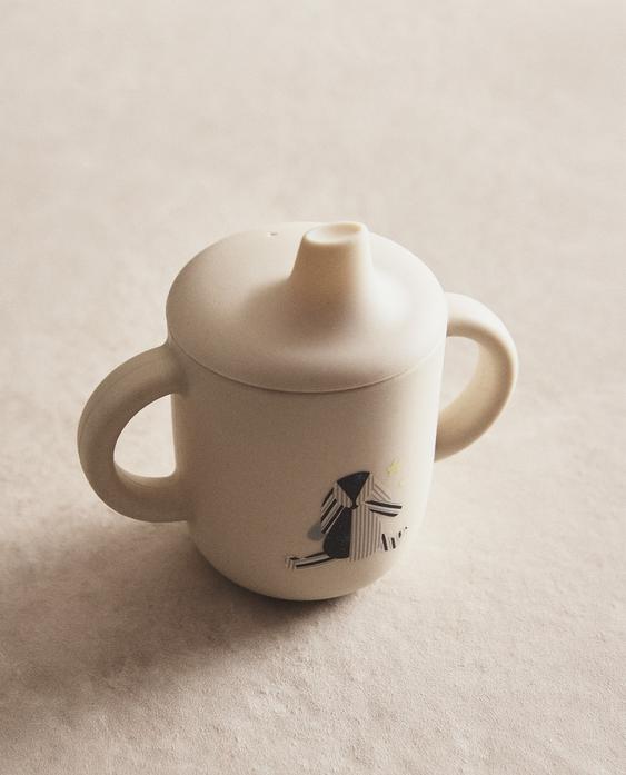 儿童兔子图案硅胶学习杯