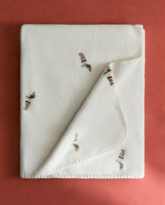 腊肠犬图案婴儿摇粒绒盖毯