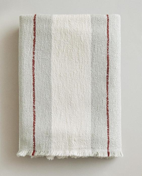 STRIPED COTTON LINEN THROW
