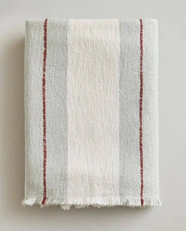 STRIPED COTTON LINEN THROW