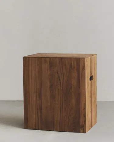 WOODEN CUBE SIDE TABLE