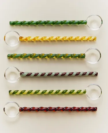 PACK OF MULTICOLOURED GLASS DESSERT SPOONS (PACK OF 6)