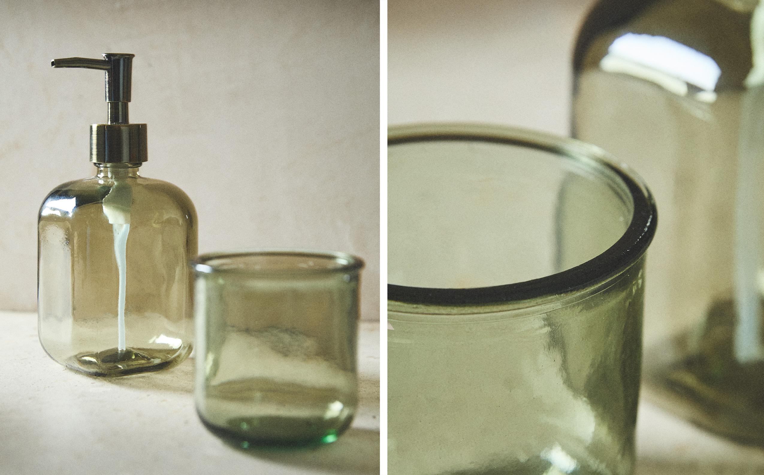 GREENISH GLASS BATHROOM ACCESSORIES