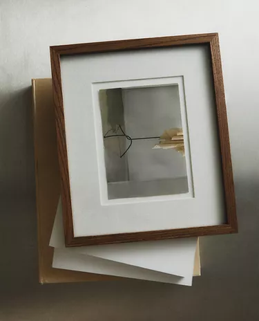 WOODEN AND LINEN PHOTO FRAME