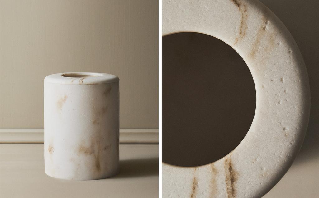 大理石效果浴室垃圾桶