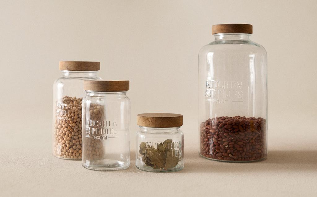 GLASS SCREW-ON STORAGE JAR GLASS SCREW-ON STORAGE JAR