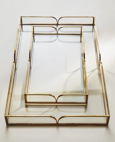 GLASS AND METAL TRAY