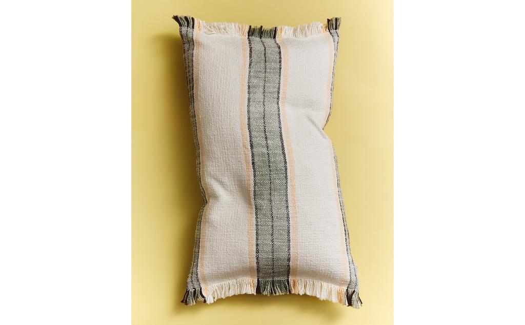 STRIPED CUSHION COVER WITH FRINGING
