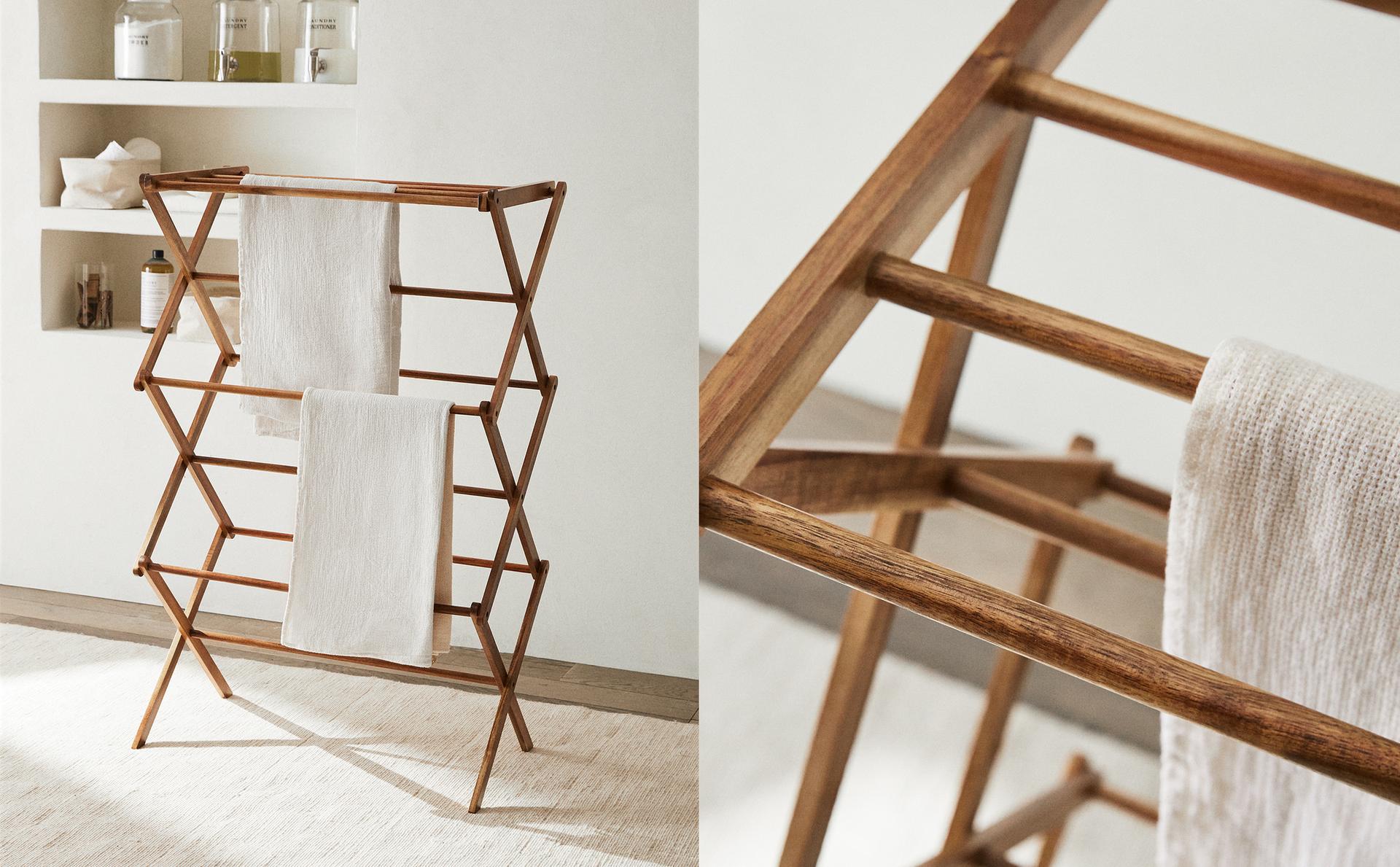 木制可折叠立式晾衣架