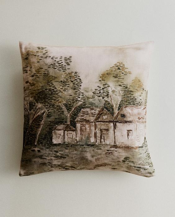 风景印花靠垫套