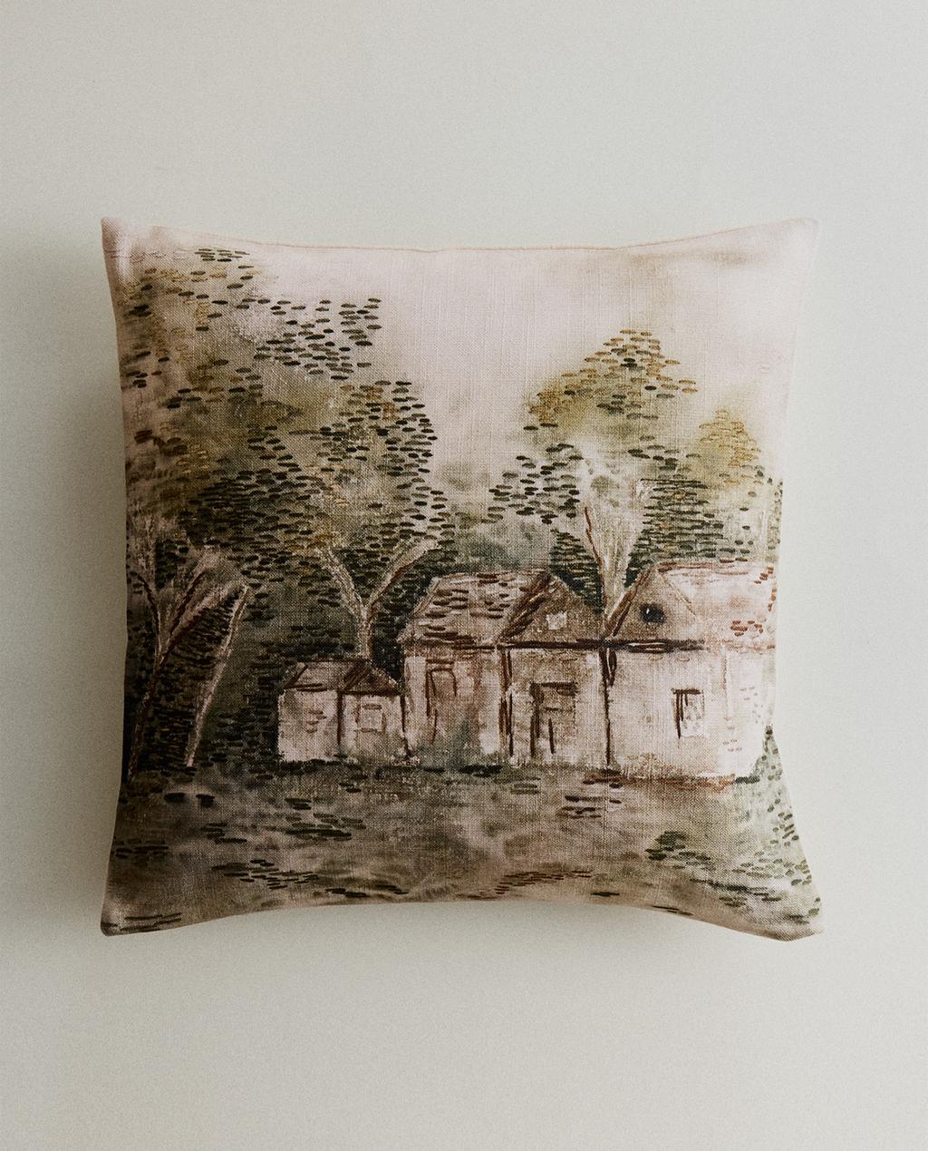 风景印花靠垫套