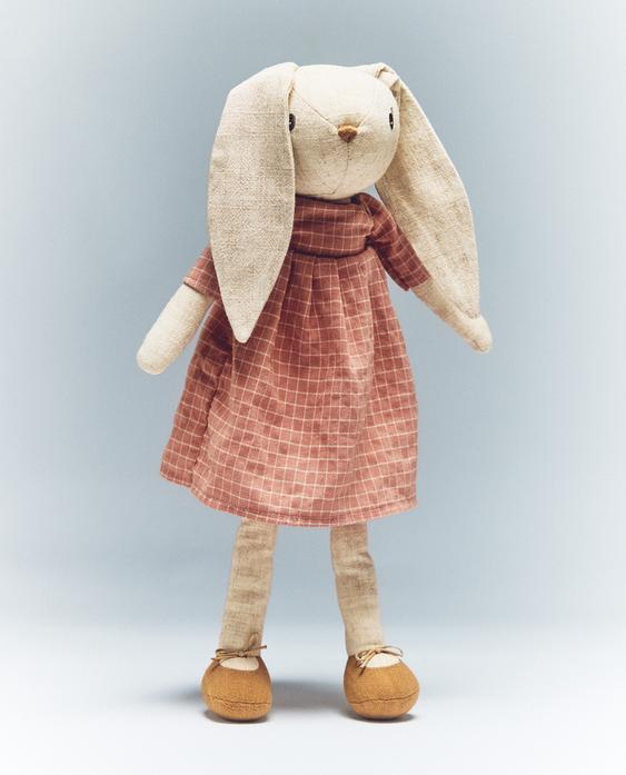 格子裙兔形儿童毛绒玩具