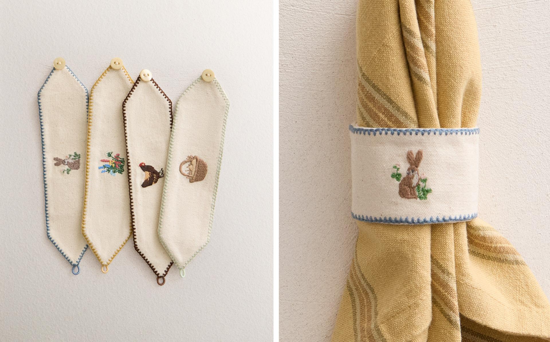 PACK OF EASTER EMBROIDERED NAPKIN HOLDERS (PACK OF 4) PACK OF EASTER EMBROIDERED NAPKIN HOLDERS (PACK OF 4)