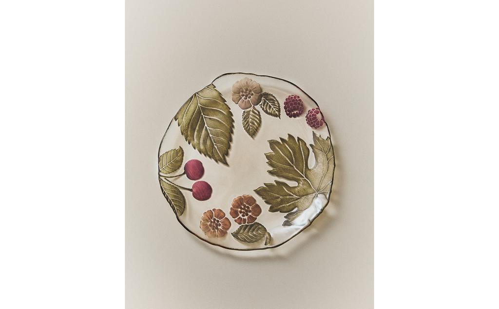 花卉玻璃甜点盘