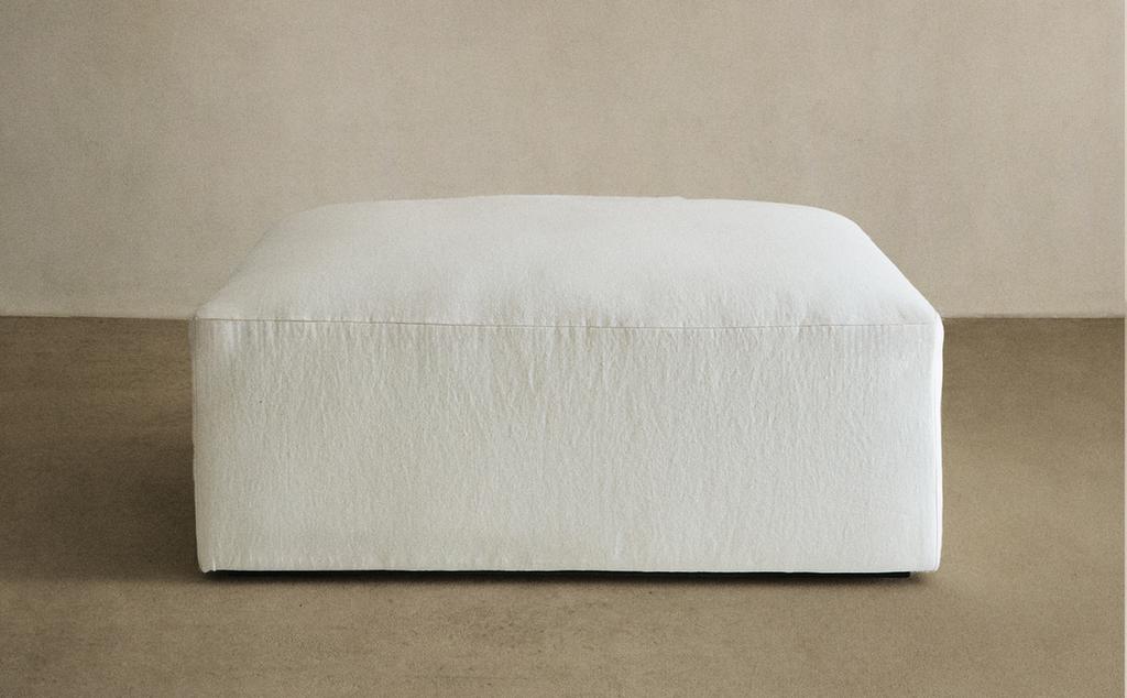 POUFFE WITH REMOVABLE WASHED LINEN COVER POUFFE WITH REMOVABLE WASHED LINEN COVER